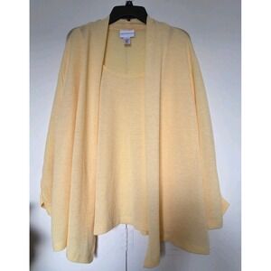 Alfred Dunner Open Cardigan Women's XL W/Attached Top Yellow ~EUC~